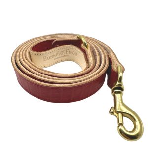 Croc Leather Dog Leashes - Red, 1"