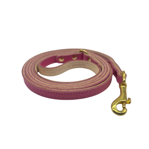 Plain Leather Dog Leashes - Bright Pink, 1/2"