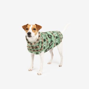 Nell Aztec Sherpa Reversible Sage Dog Jacket – Cozy, Stylish Adjustable Jacket for Dogs - M