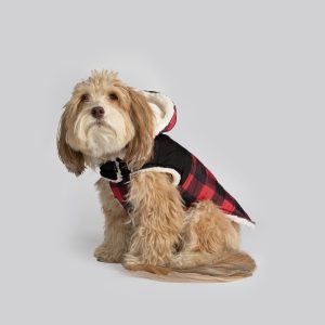 Marley Dog Jacket – Red | Cozy Winter Coat with Removable Hood & Sherpa Lining - 2XL