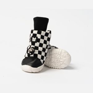 Morgan Adjustable Dog Boots – Plaid | Weather-Resistant & Anti-Slip Paw Protection - Black, XS